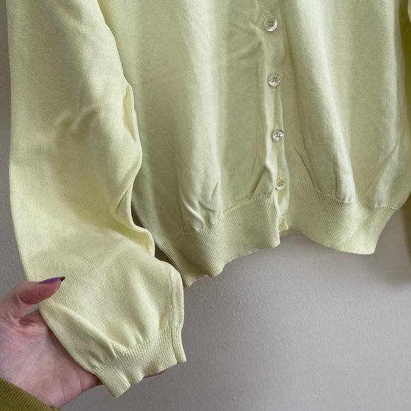 VTG 80s Field Manor Citrus Yellow Green Cardigan - Picture 5 of 7